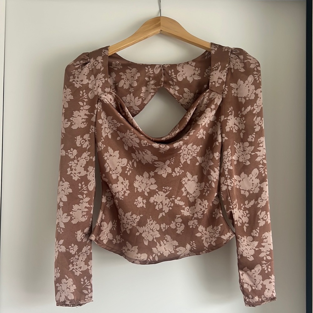 Astr Brown Floral Blouse